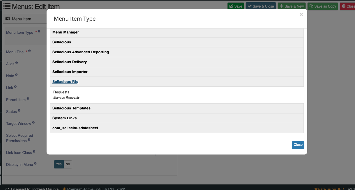 Backend view of RFQ